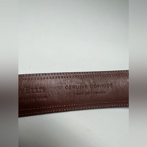 Perry Ellis Leather Belt Size 54 Brown - Picture 8 of 9